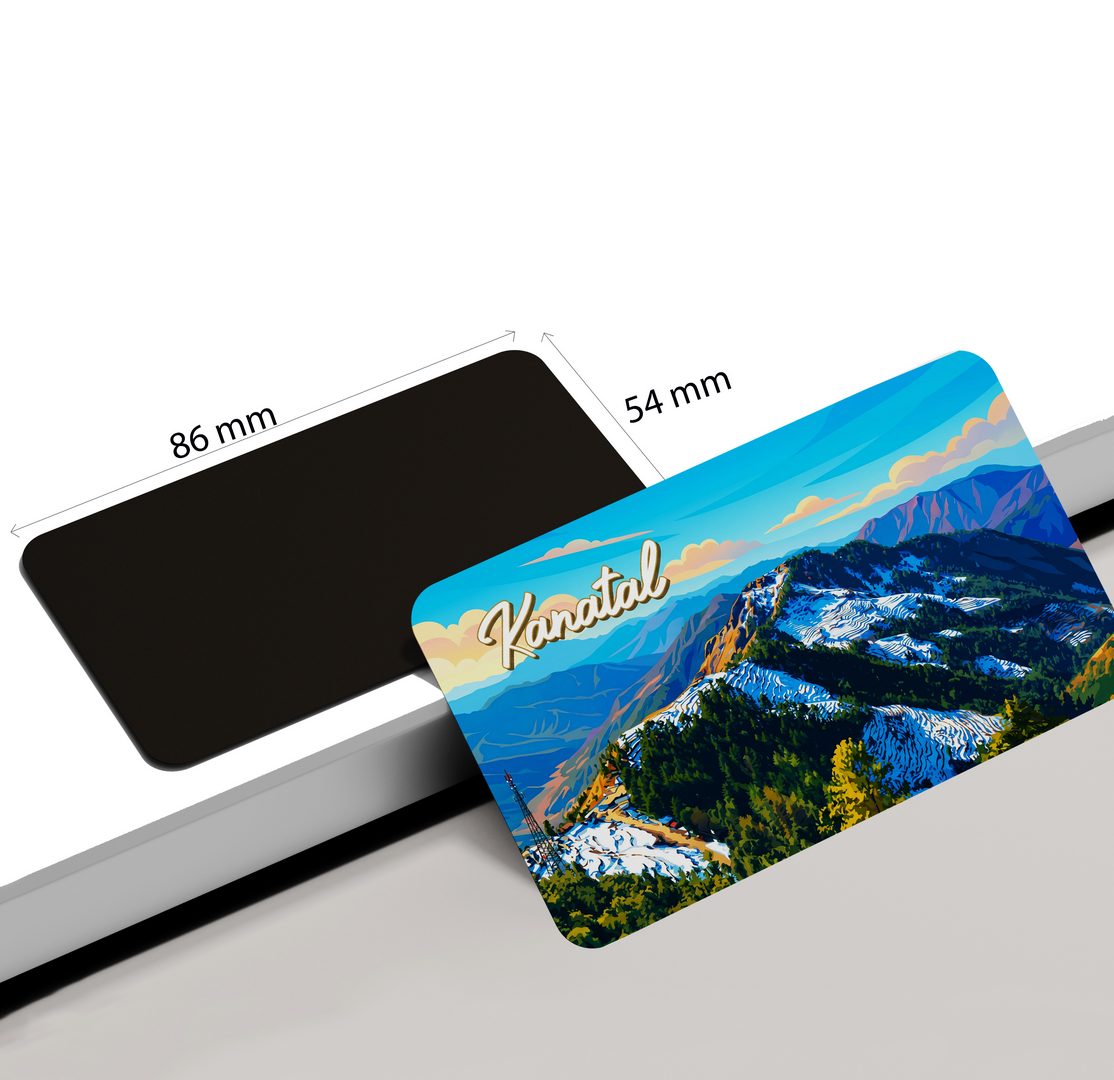 dhcrafts Rectangular Fridge Magnet Multicolor Uttarakhand Kanatal Mountain Design Pack of 1 (8.6cm x 5.4cm)